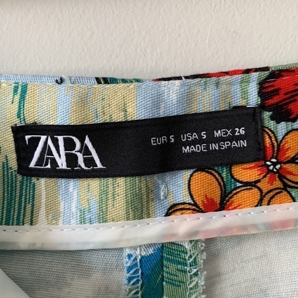 Zara Summer Hawaiian Tropical Cotton Dress Shorts Size Small - Picture 13 of 16